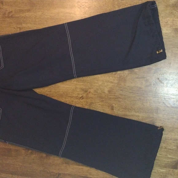 Navy Blue St. John Sport Pants with White Stitching 2 - Picture 3 of 10